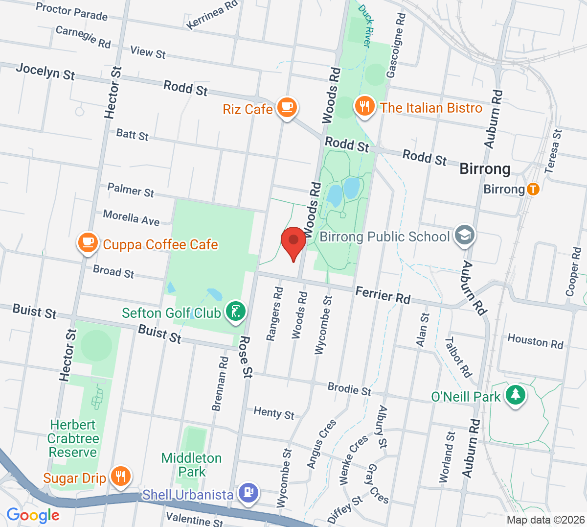 Map of Roger Bowman Tennis Centre