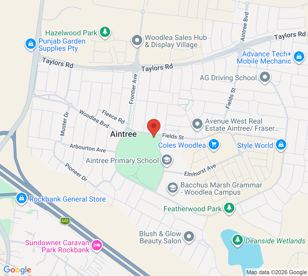 Map of Aintree Tennis Club (Woodlea Courts)