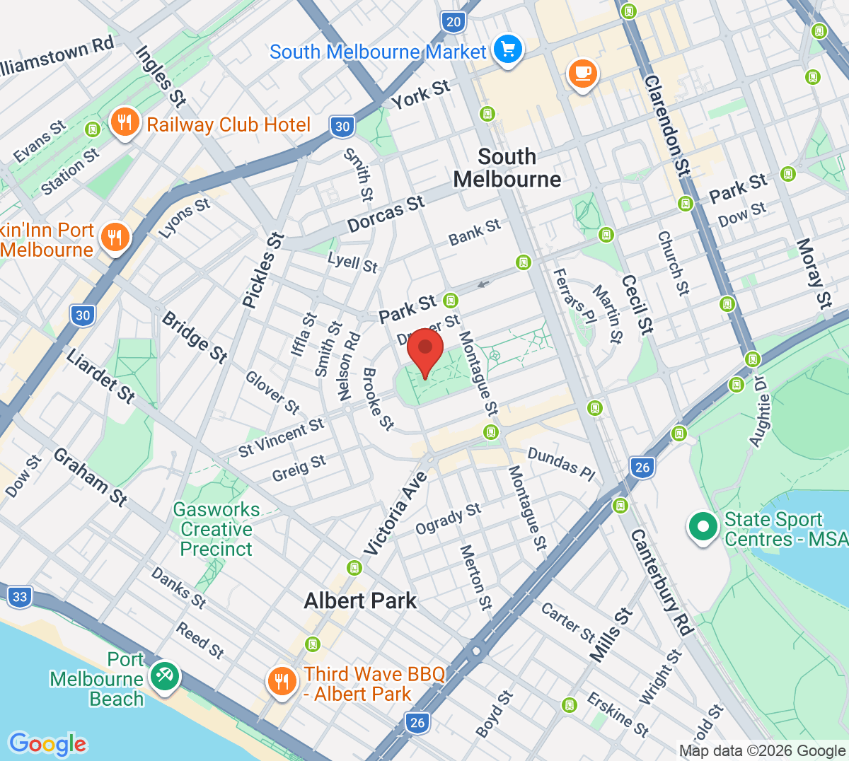 Map of Albert Park Lawn Tennis Club