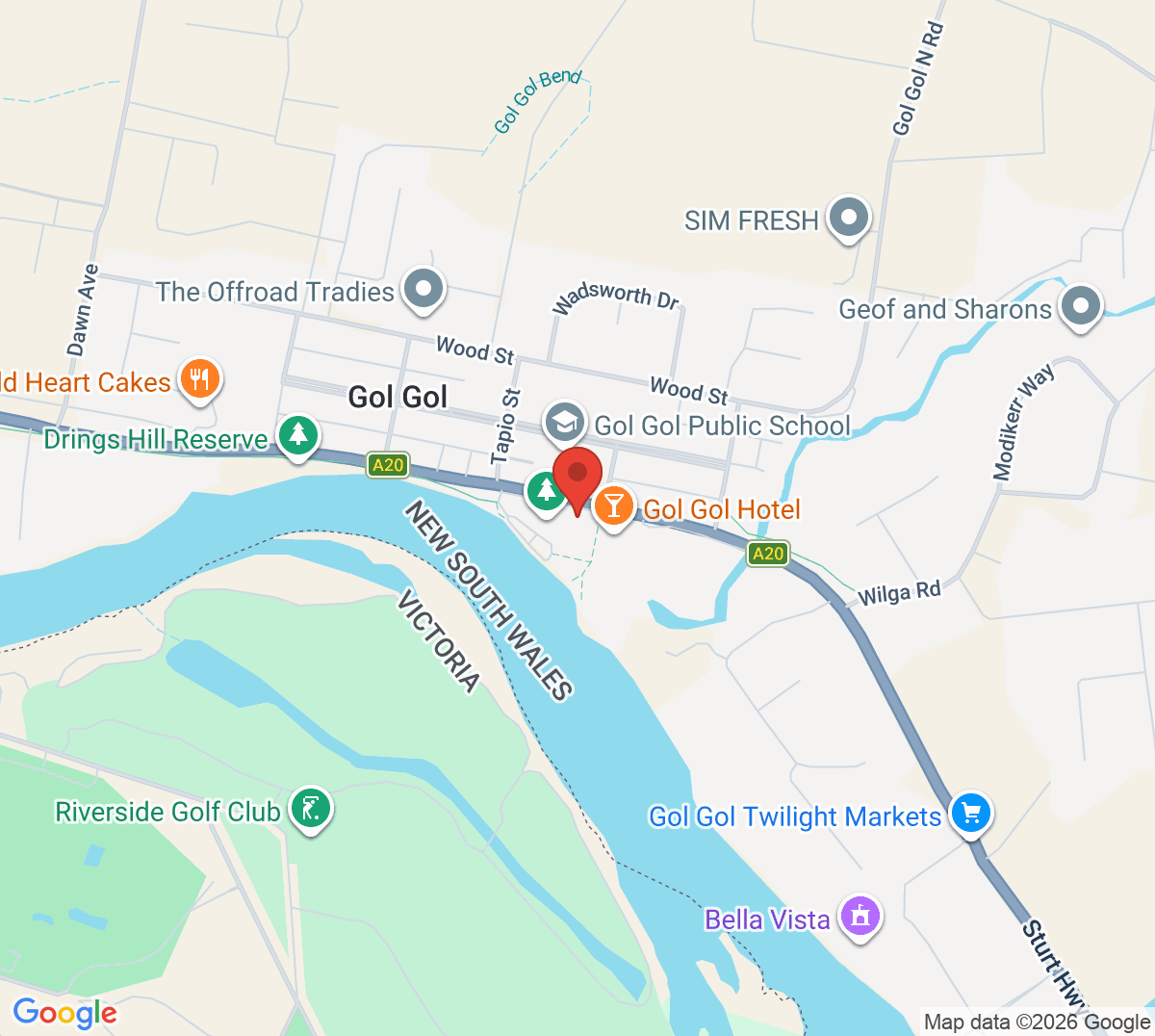 Map of Alcheringa Tennis Club