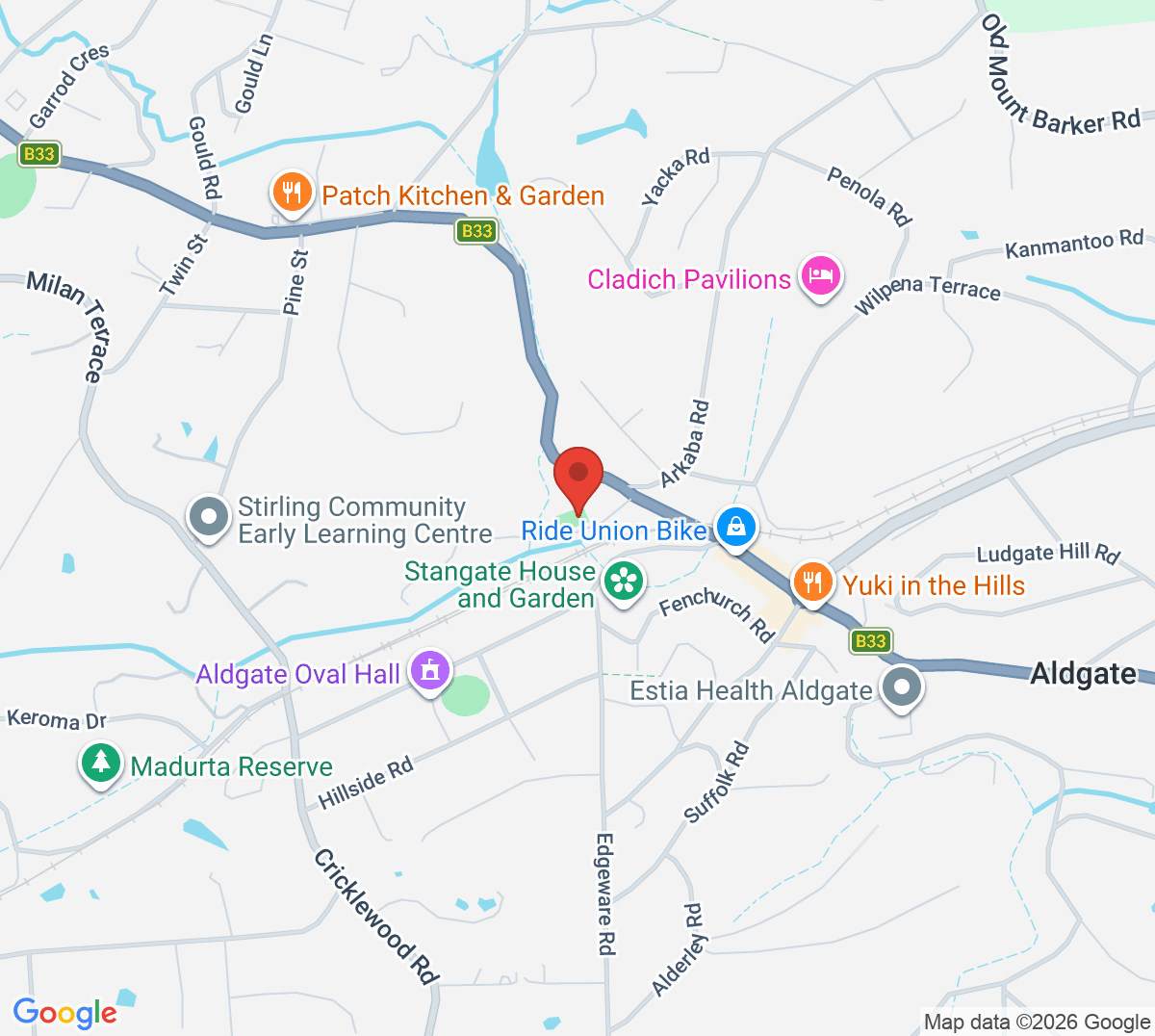 Map of Aldgate Sports & Recreation Club (Aldgate Tennis Club)