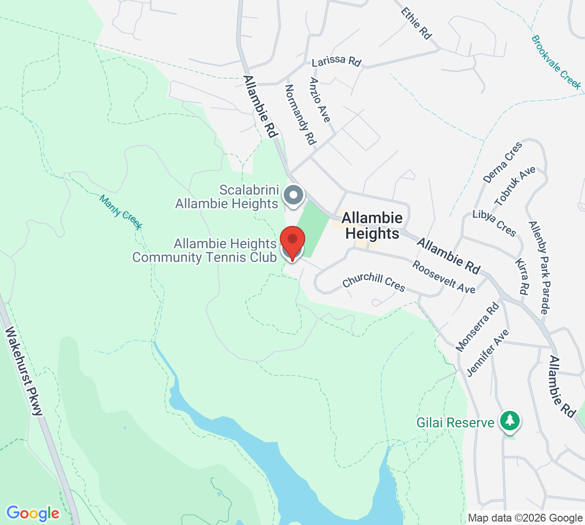 Map of Allambie Heights Tennis Club