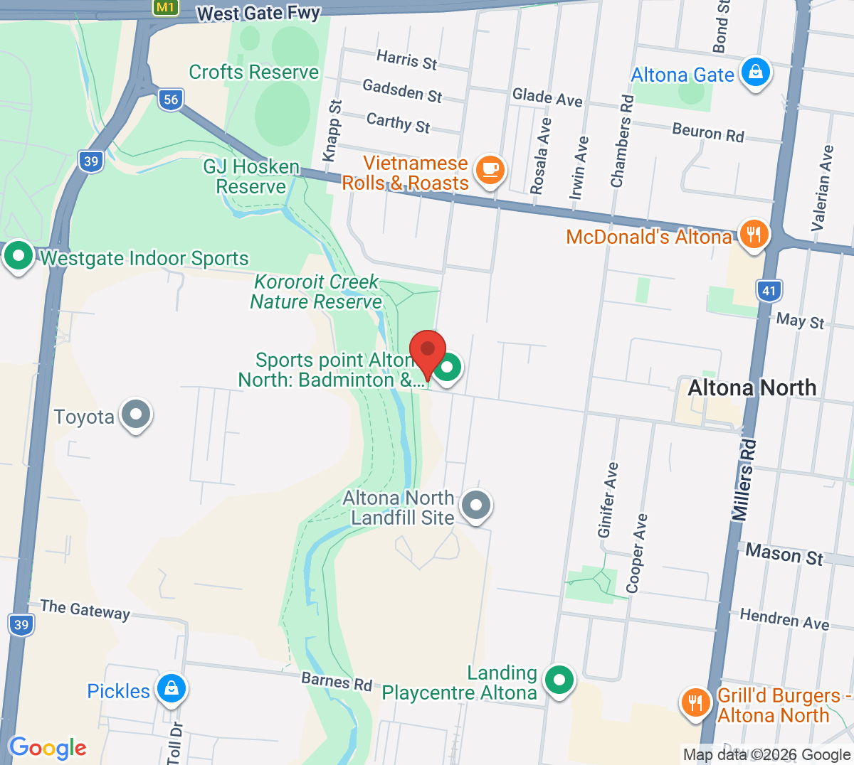 Map of Altona North Badminton Centre
