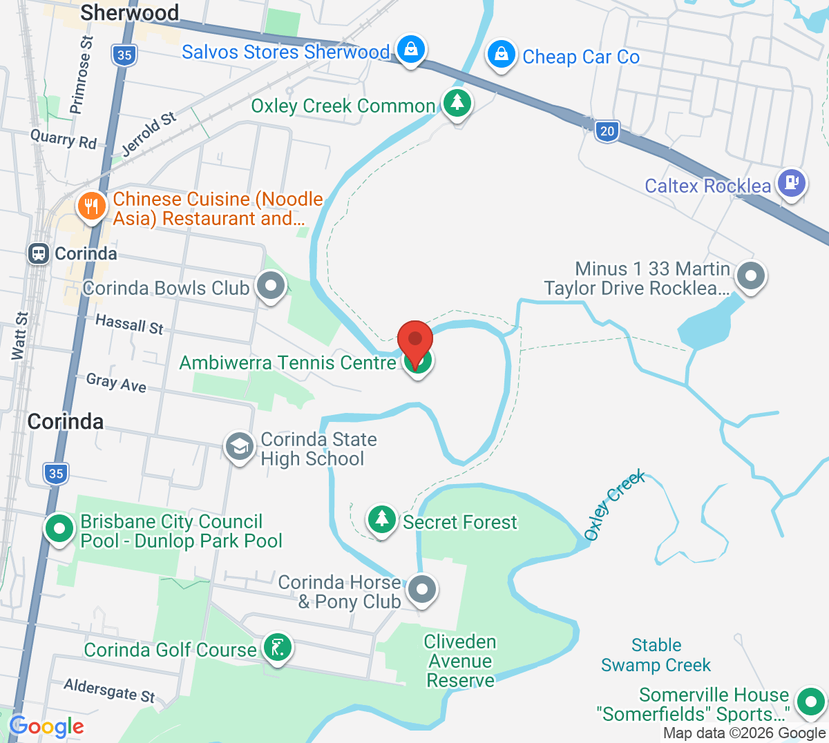 Map of Ambiwerra Tennis Centre