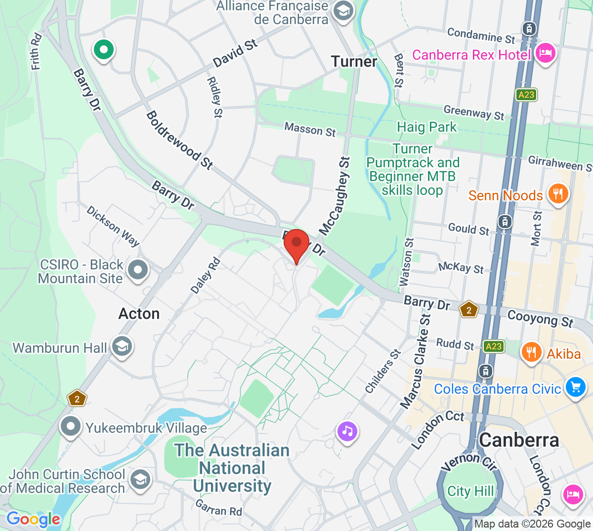 Map of ANU Tennis Club