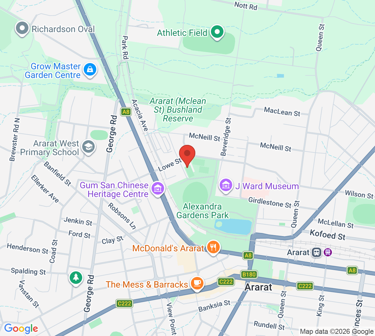 Map of Ararat City Tennis Club