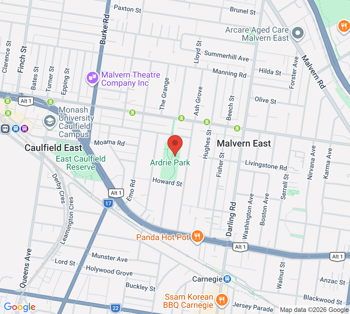 Map of Ardrie Park Tennis Club