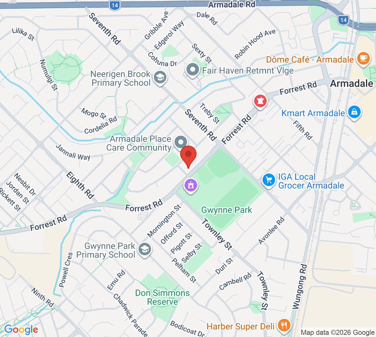 Map of Armadale Tennis Club
