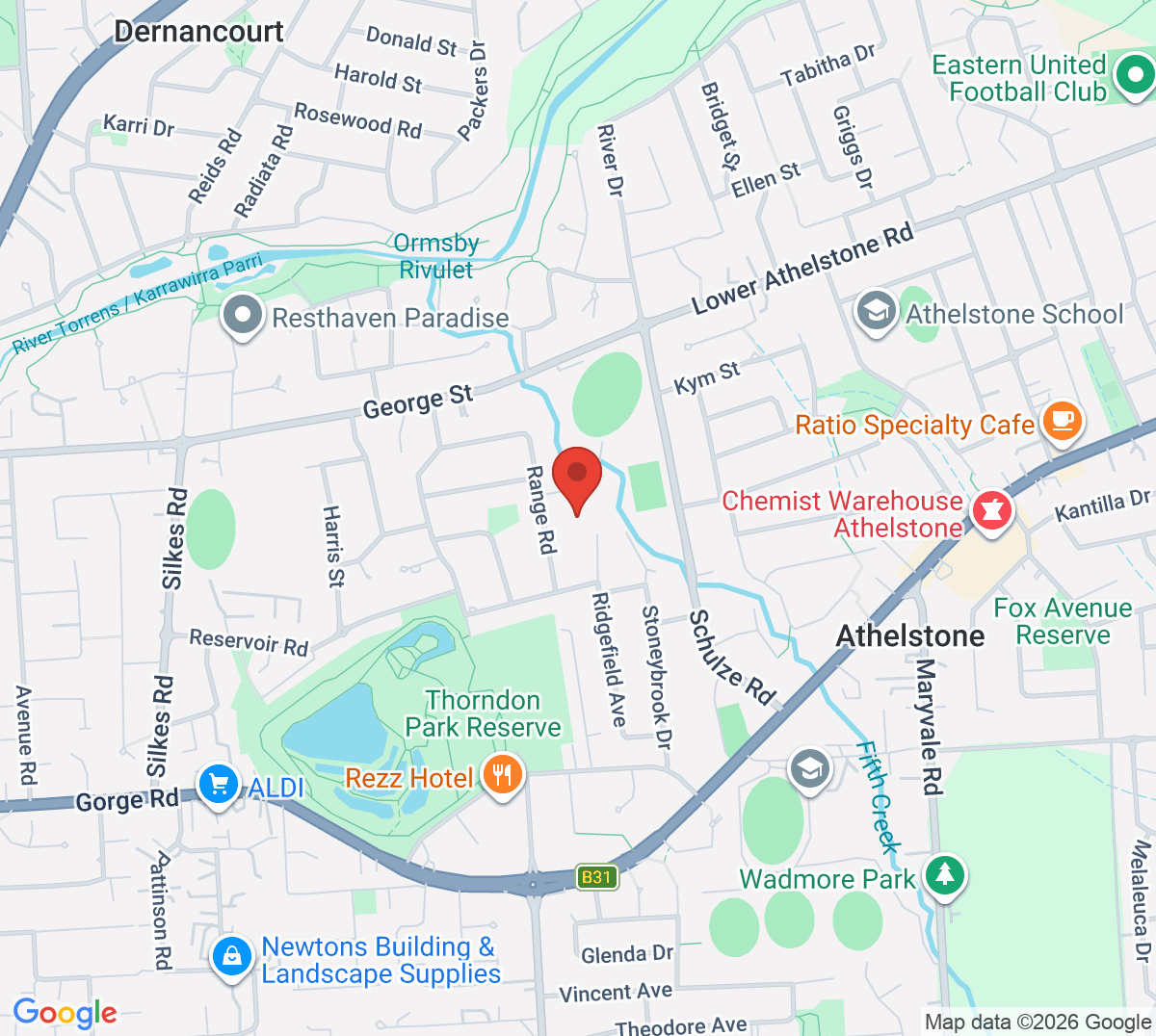 Map of Athelstone Tennis Club