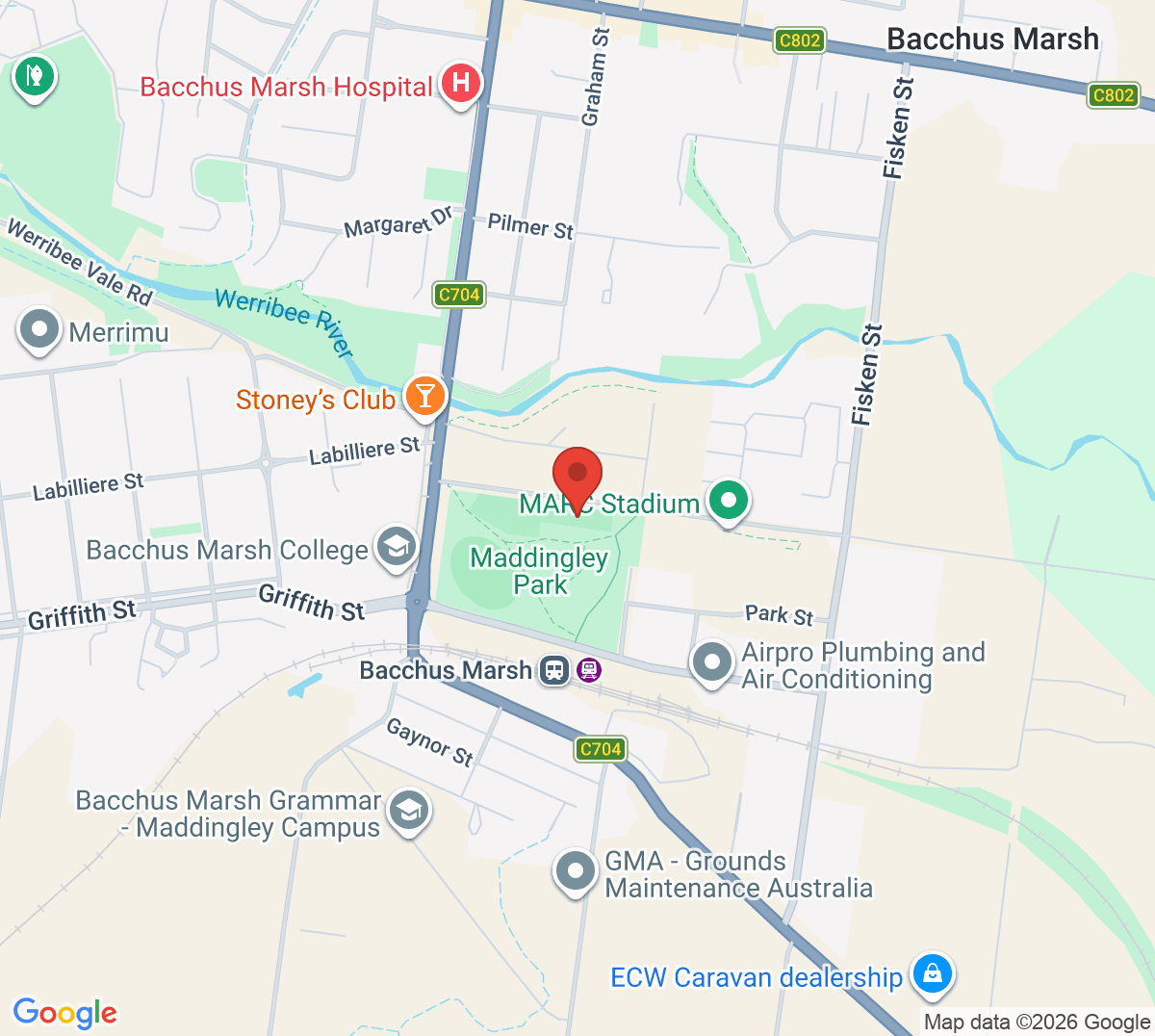 Map of Bacchus Marsh Tennis Club