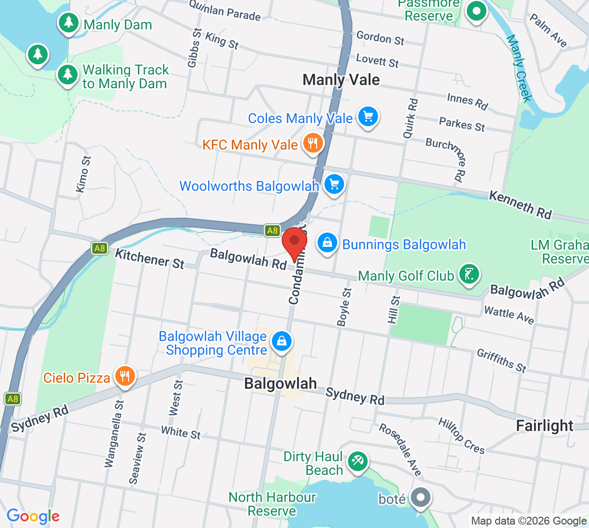 Map of Balgowlah Tennis Club