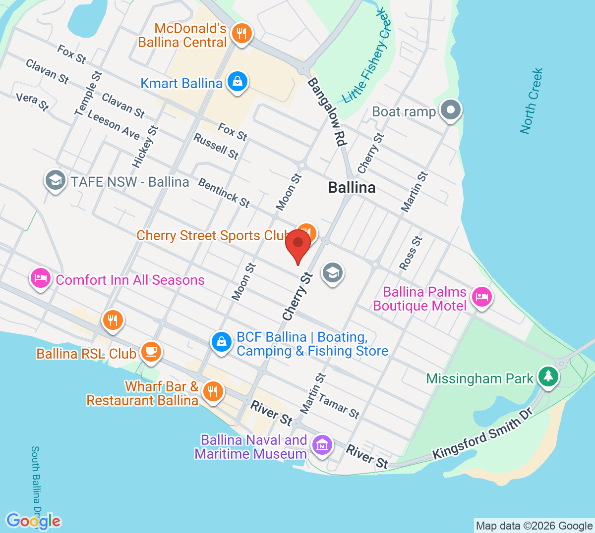 Map of Ballina Tennis Club