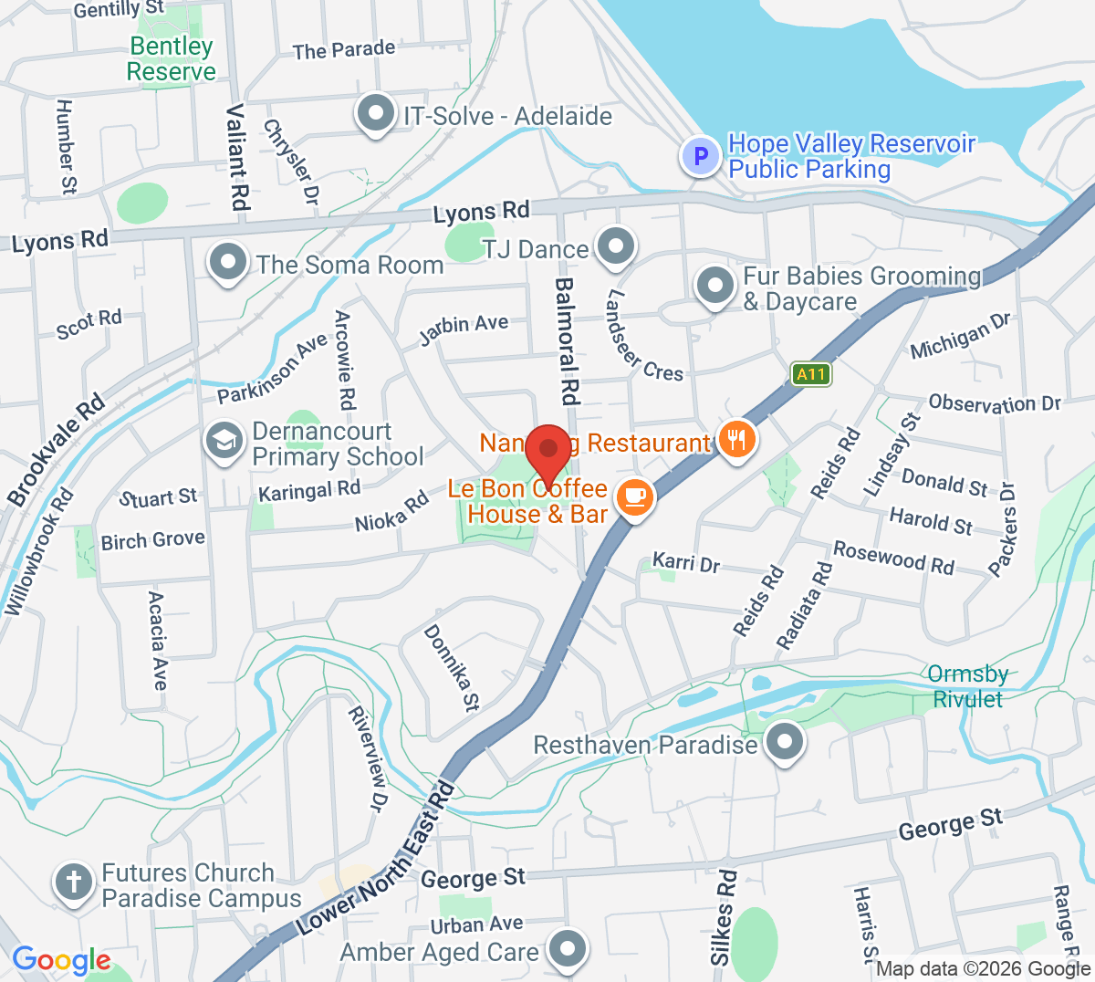 Map of Balmoral Reserve Tennis Courts