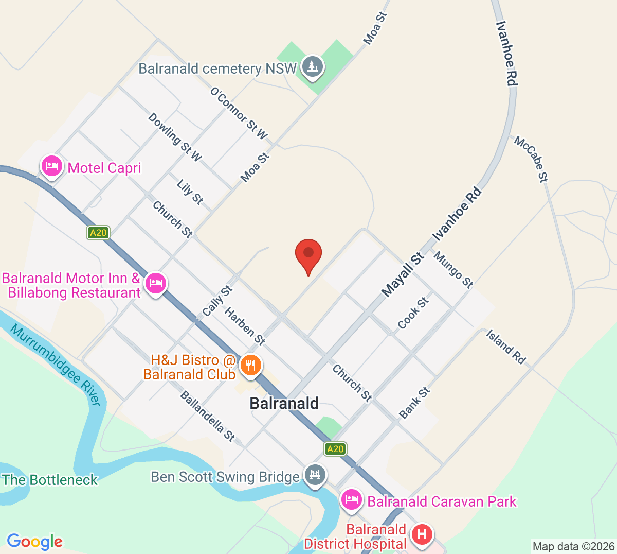 Map of Balranald Tennis Club