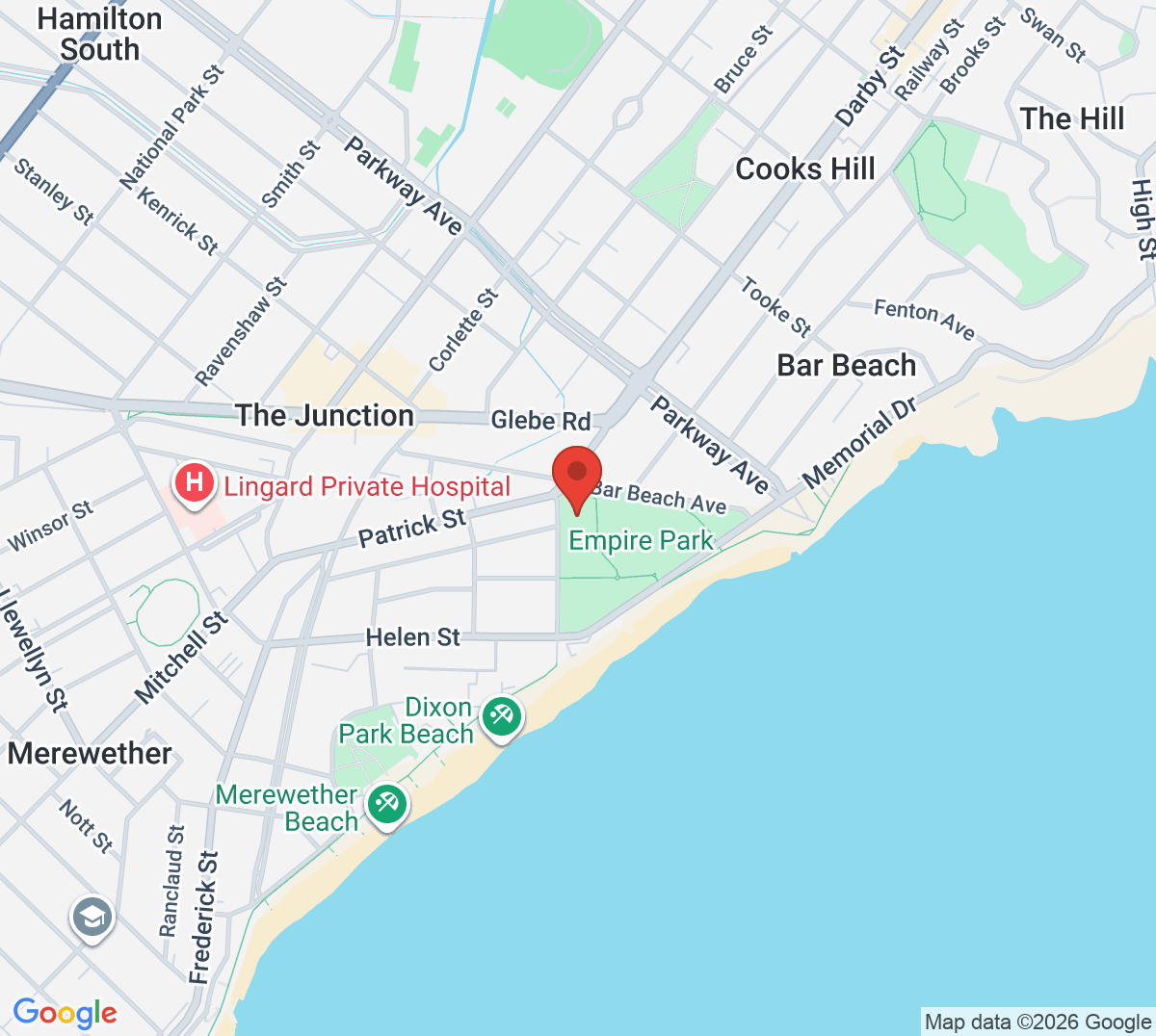 Map of Bar Beach Tennis Club