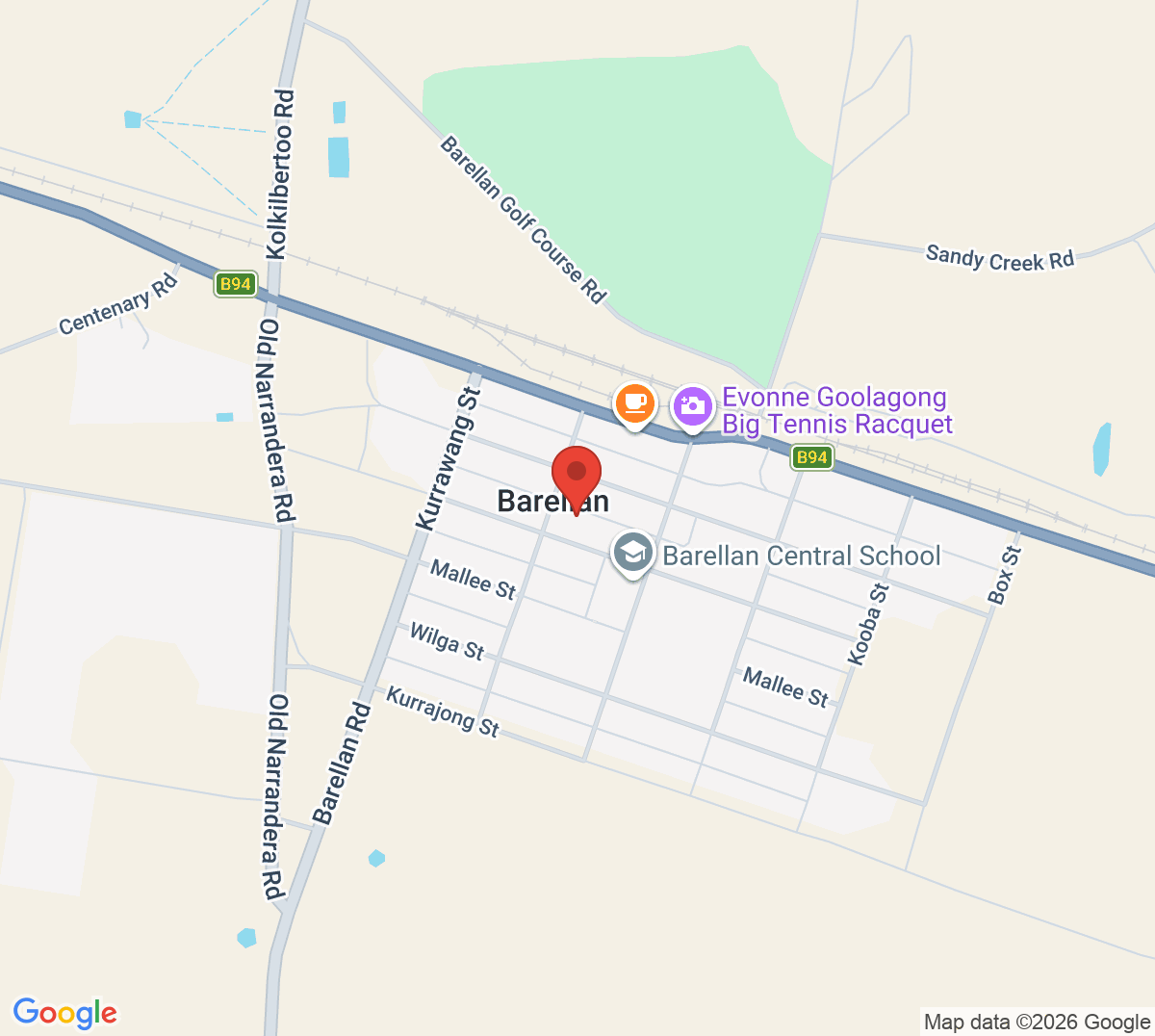 Map of Barellan & District War Memorial Tennis Club