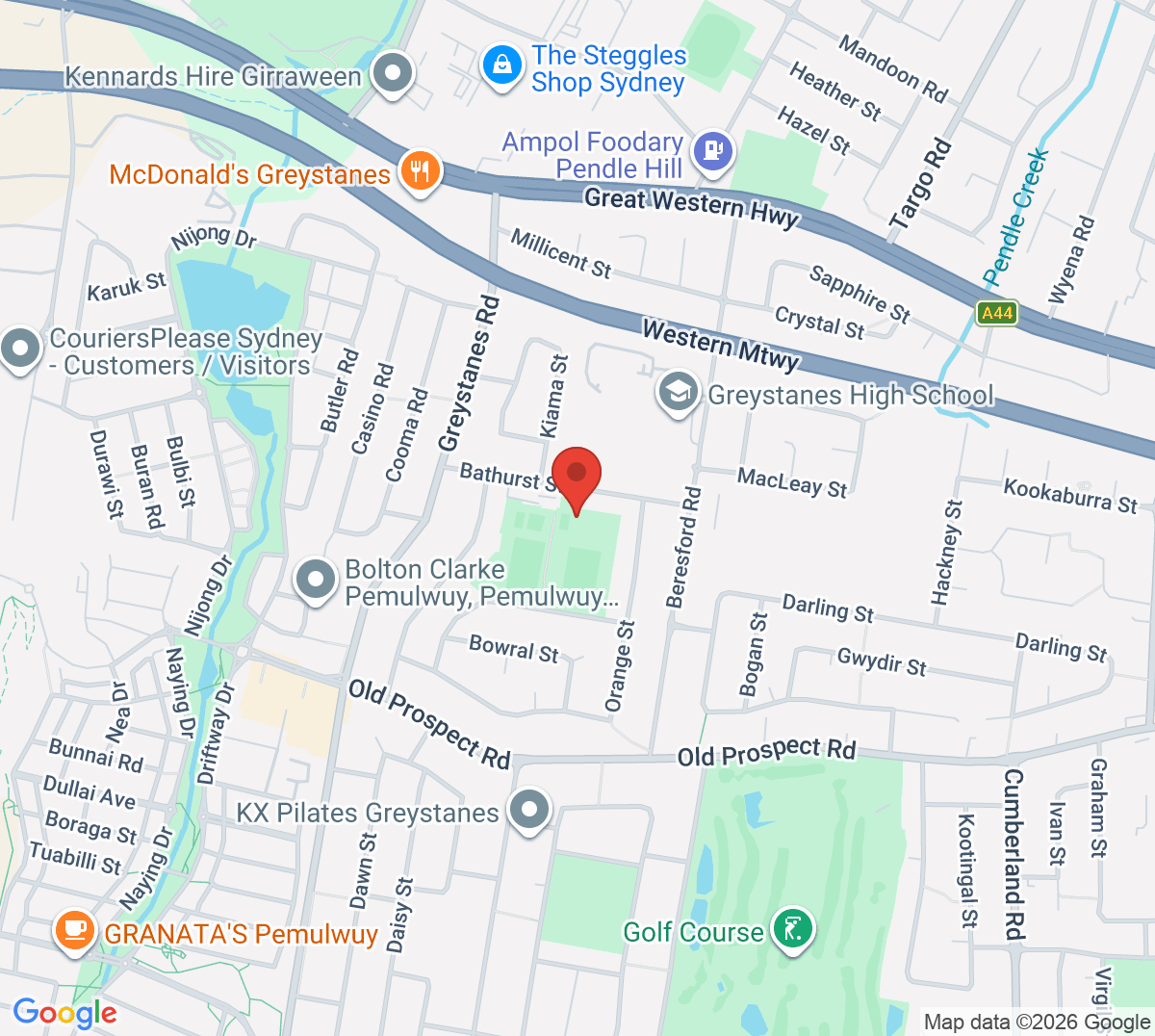 Map of Bathurst Street Park Tennis Courts