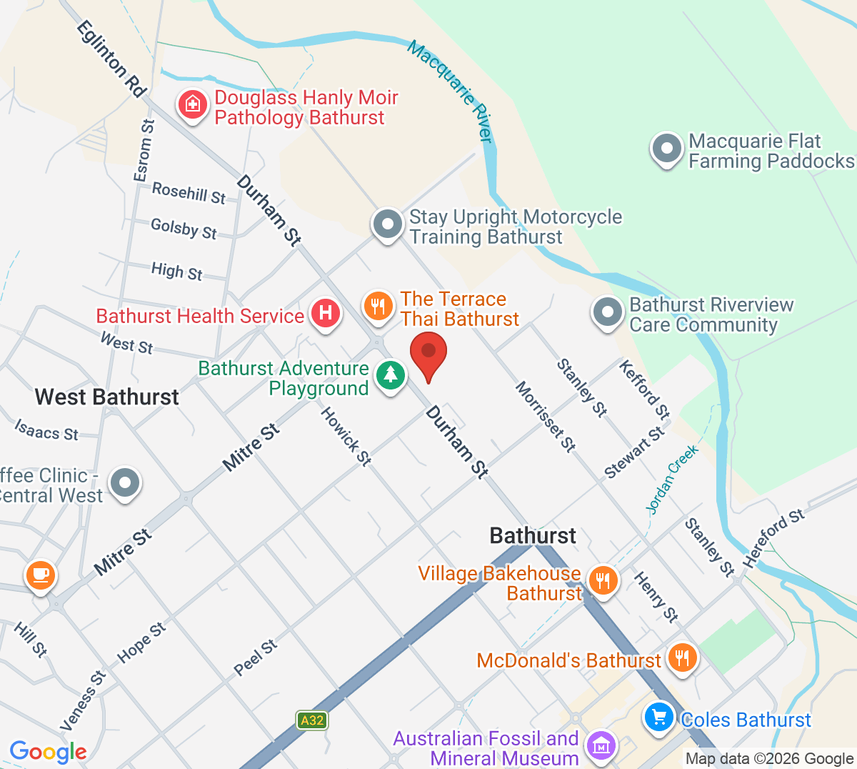 Map of Bathurst Tennis Centre