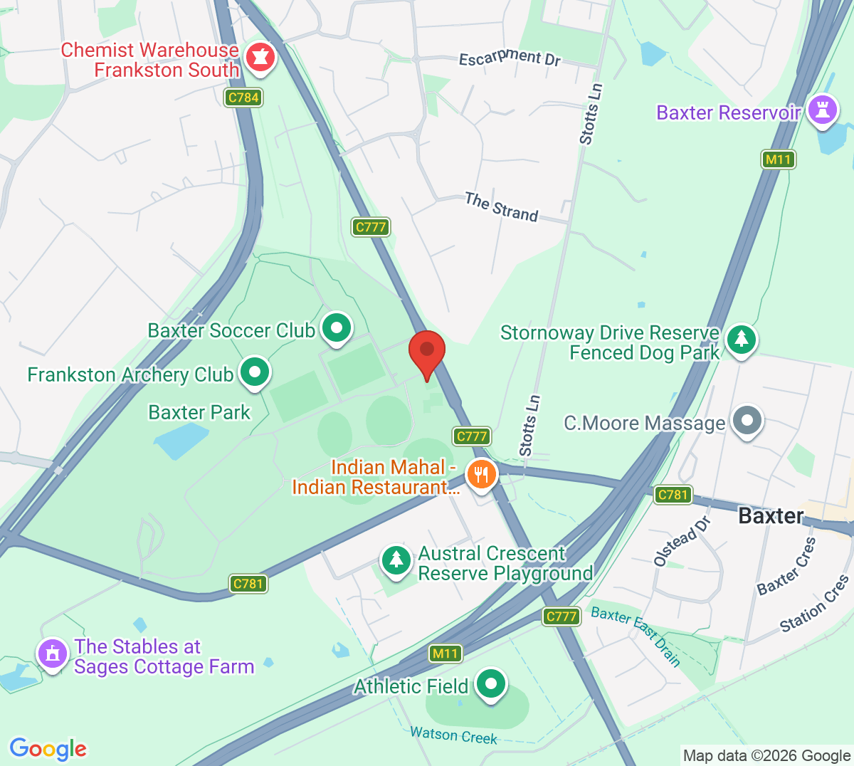 Map of Baxter Tennis Club
