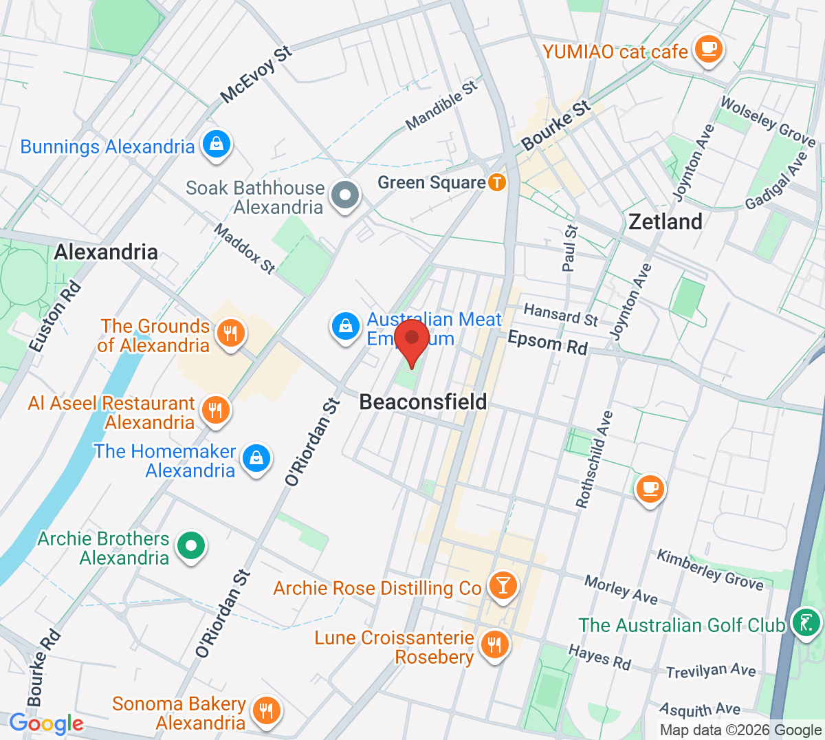 Map of Beaconsfield Park Tennis Courts