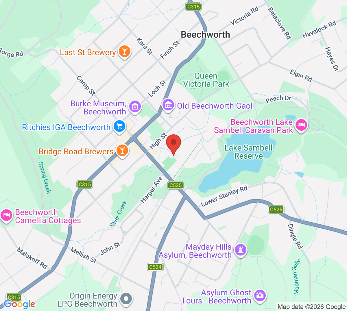 Map of Beechworth Tennis Club