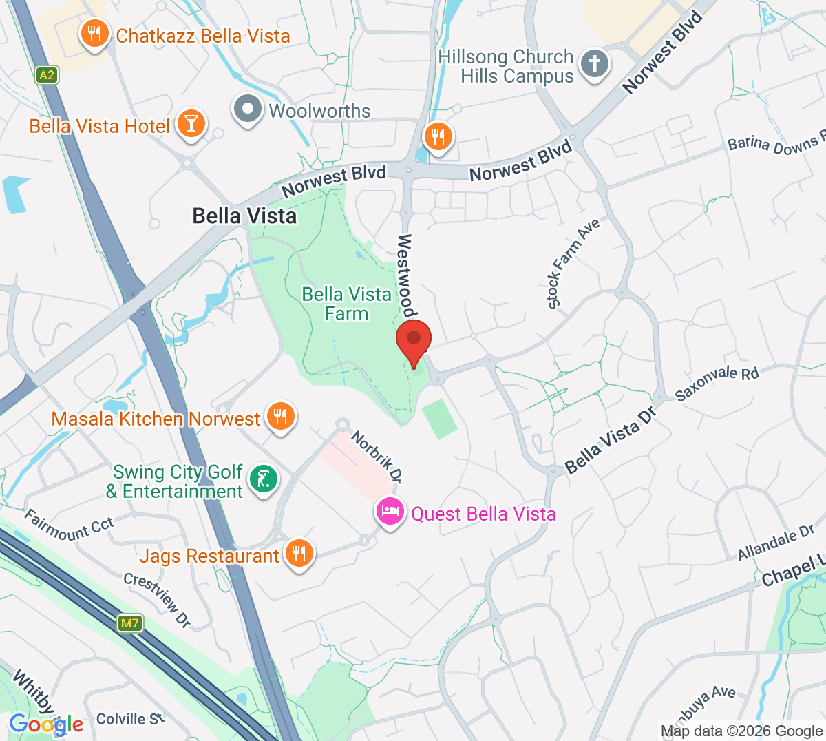 Map of Bella Vista Oval Tennis Courts