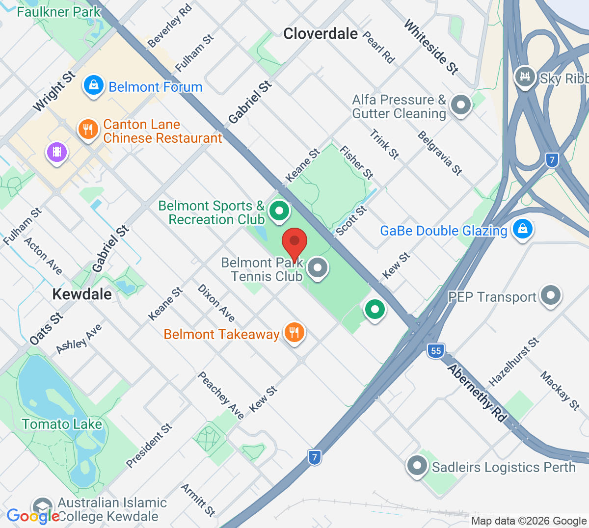 Map of Belmont Park Tennis Club