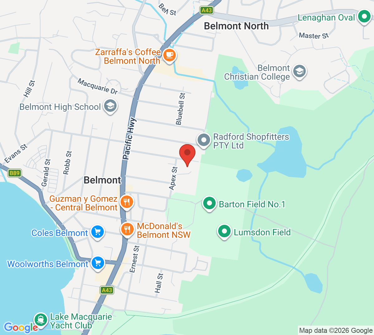 Map of Belmont Tennis Club