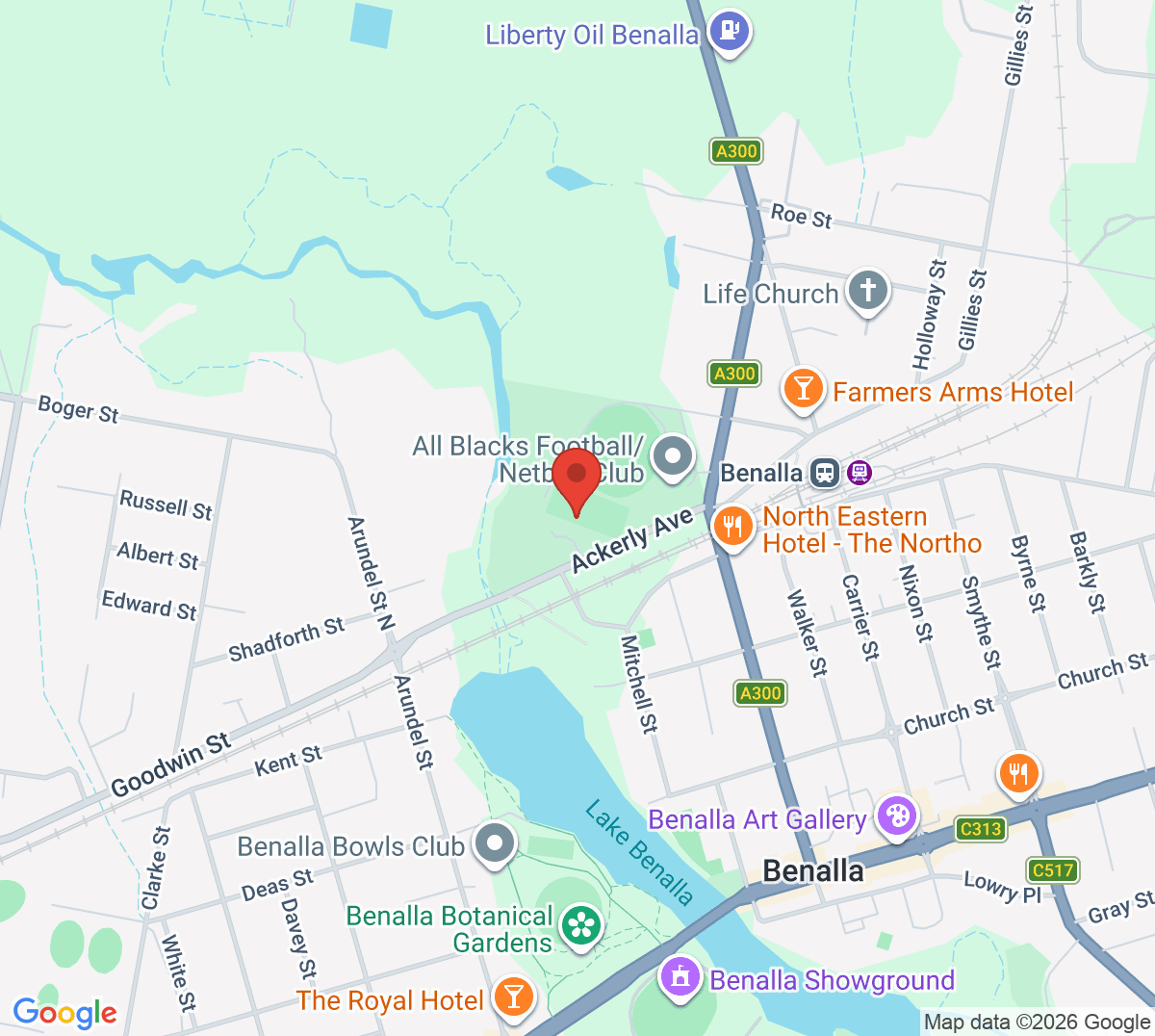Map of Benalla Lawn Tennis & Croquet Club