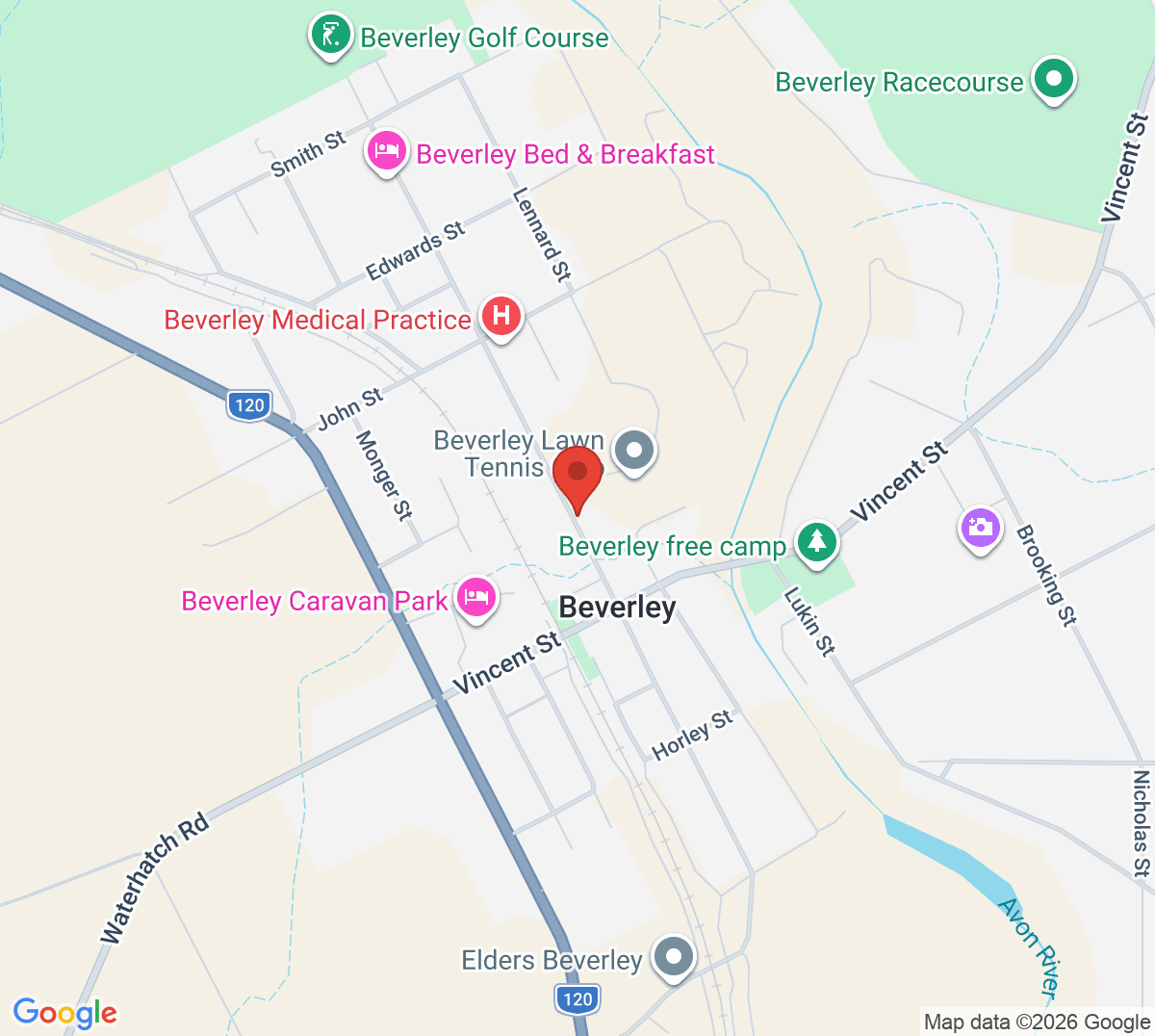 Map of Beverley Lawn Tennis Club