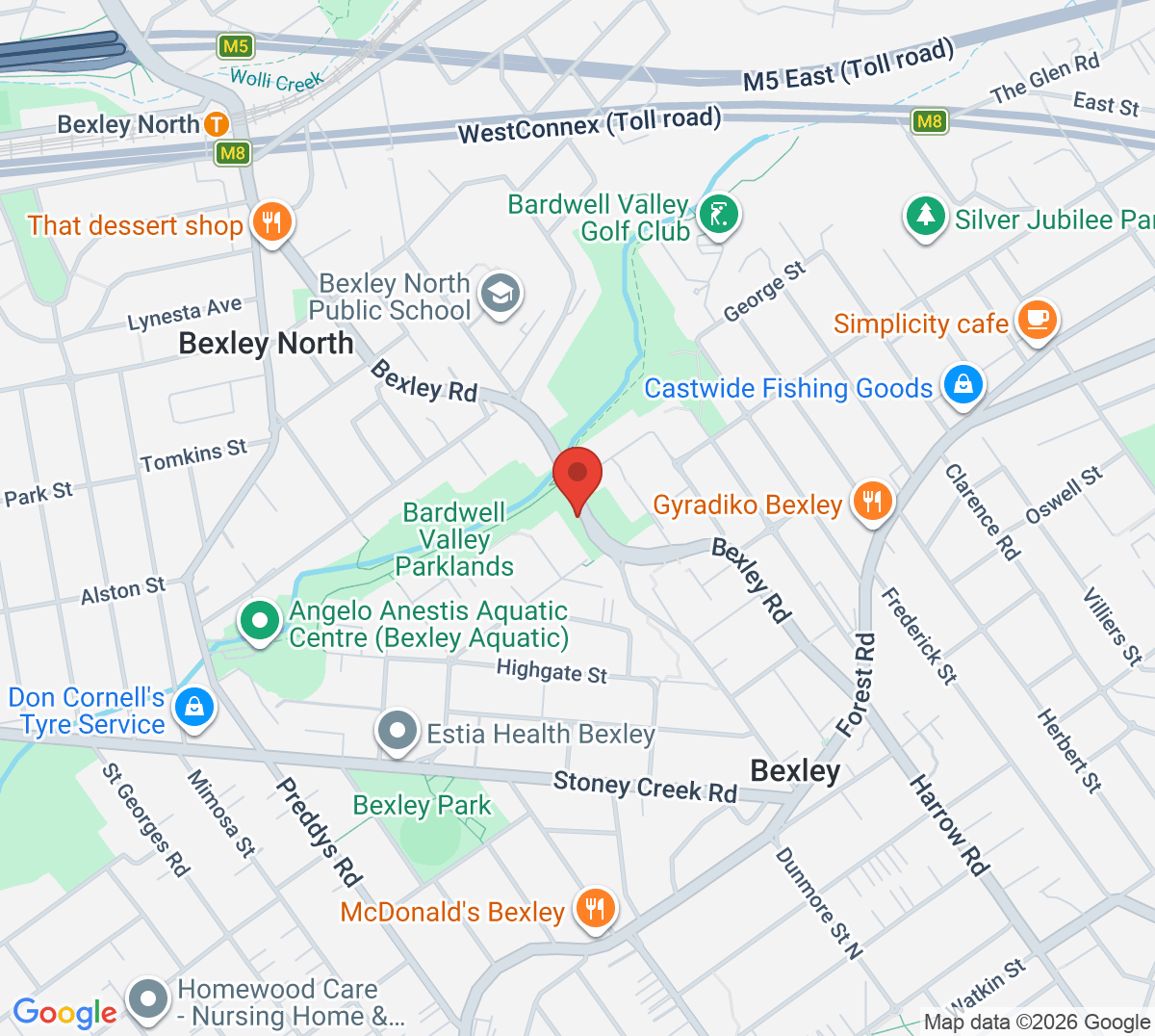 Map of Bexley Tennis Courts