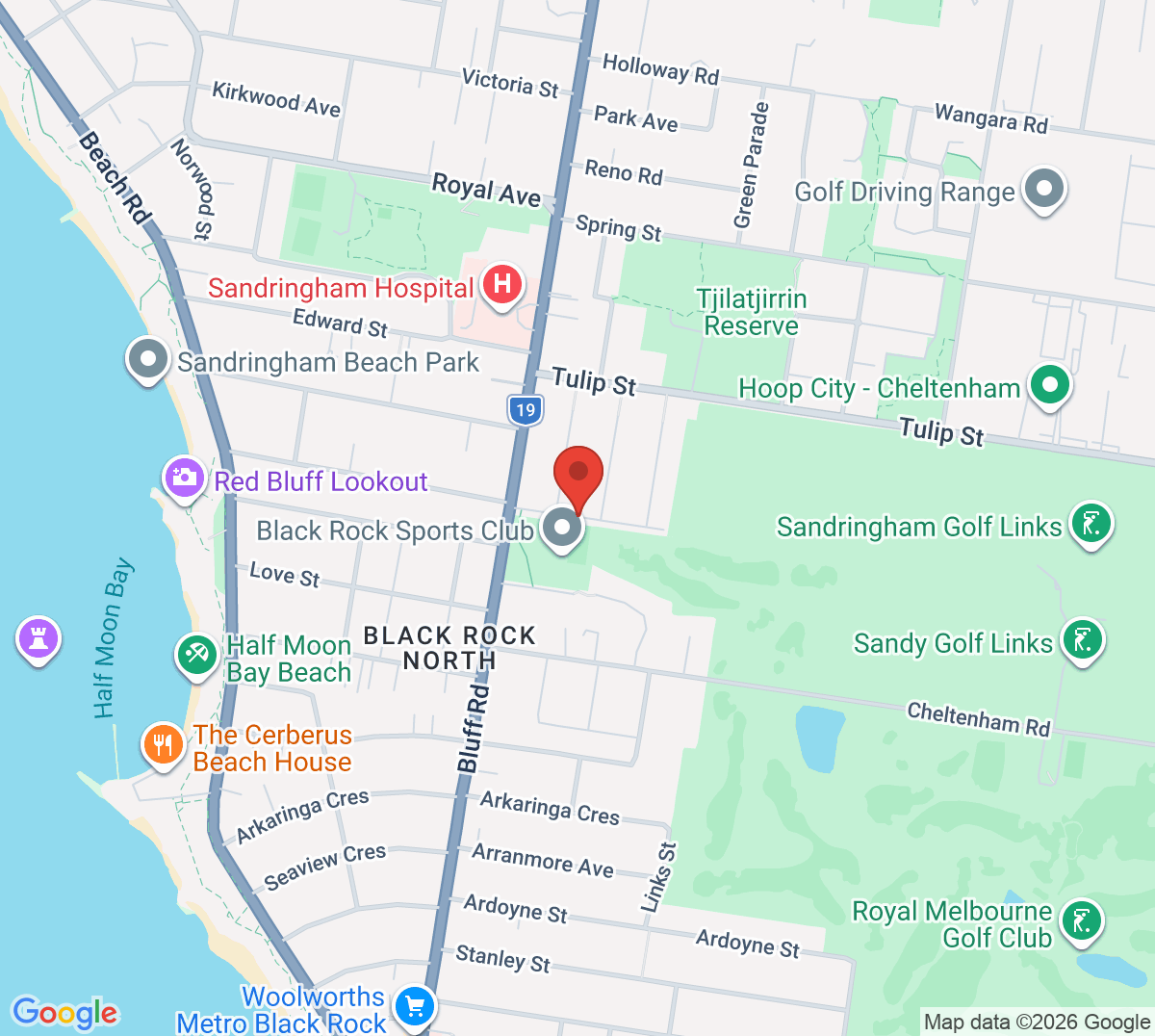 Map of Black Rock Sports Club