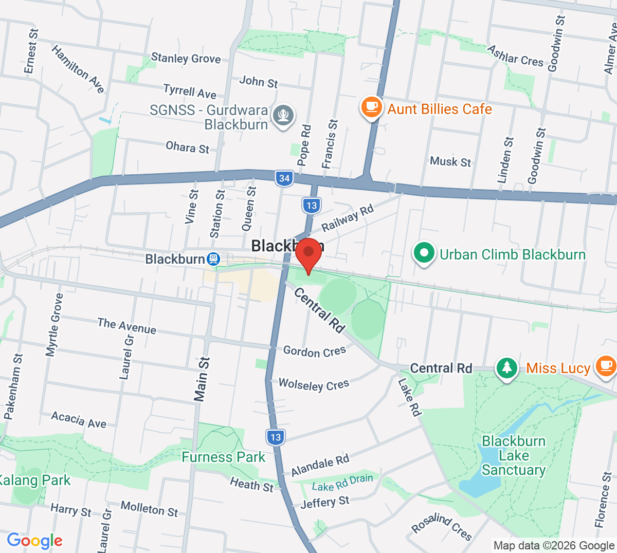 Map of Blackburn Tennis Club