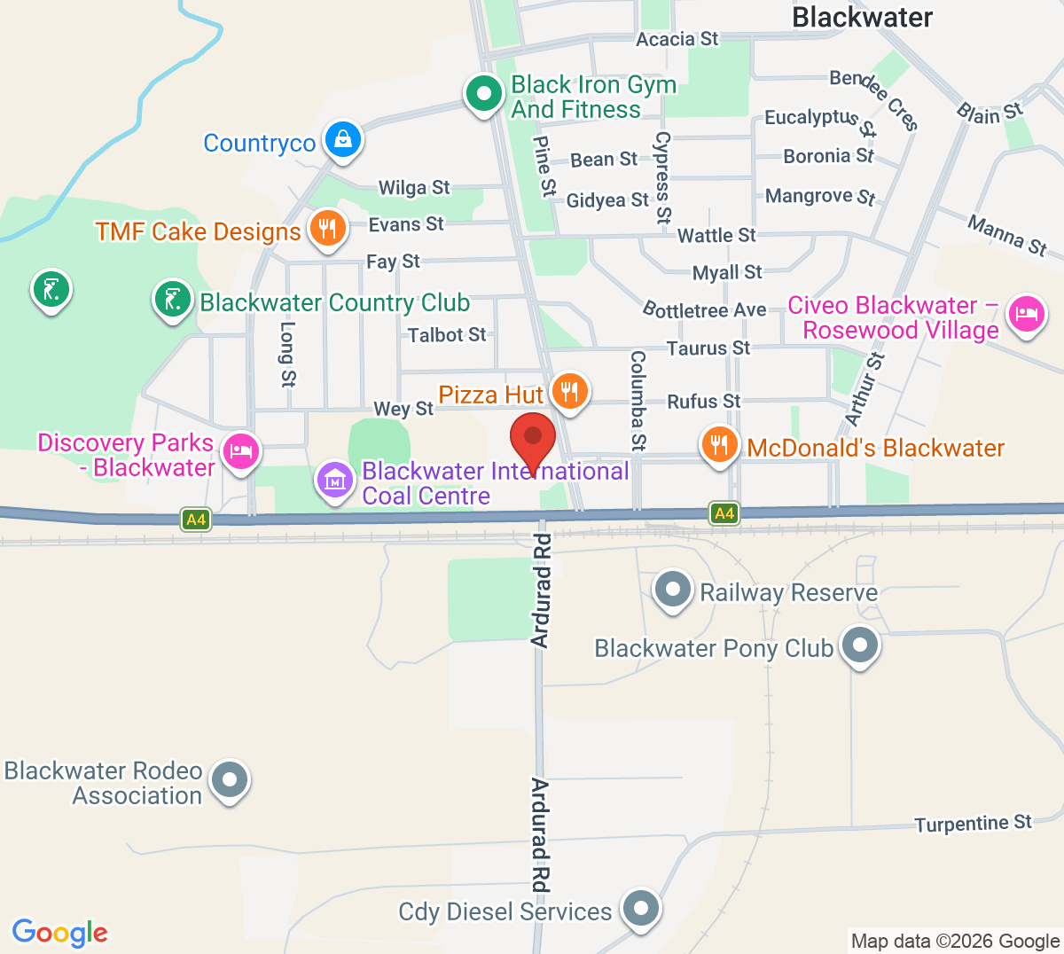 Map of Blackwater Tennis Courts