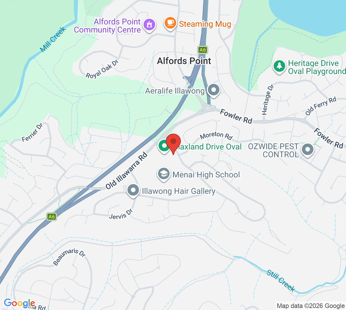 Map of Blaxland Drive Tennis Courts