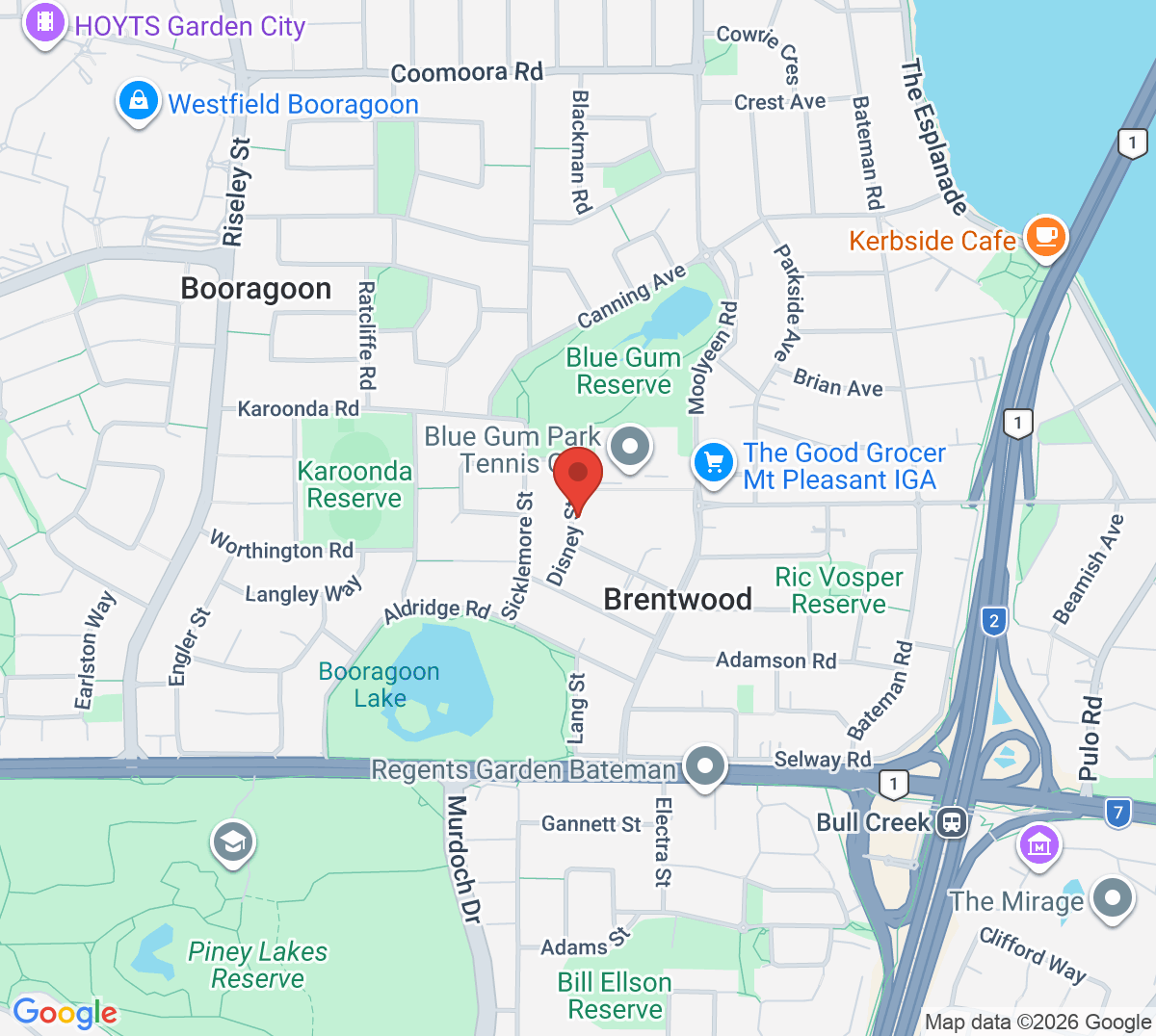 Map of Blue Gum Park Tennis Club