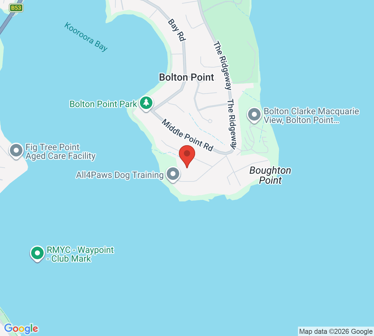 Map of Bolton Point Tennis Courts