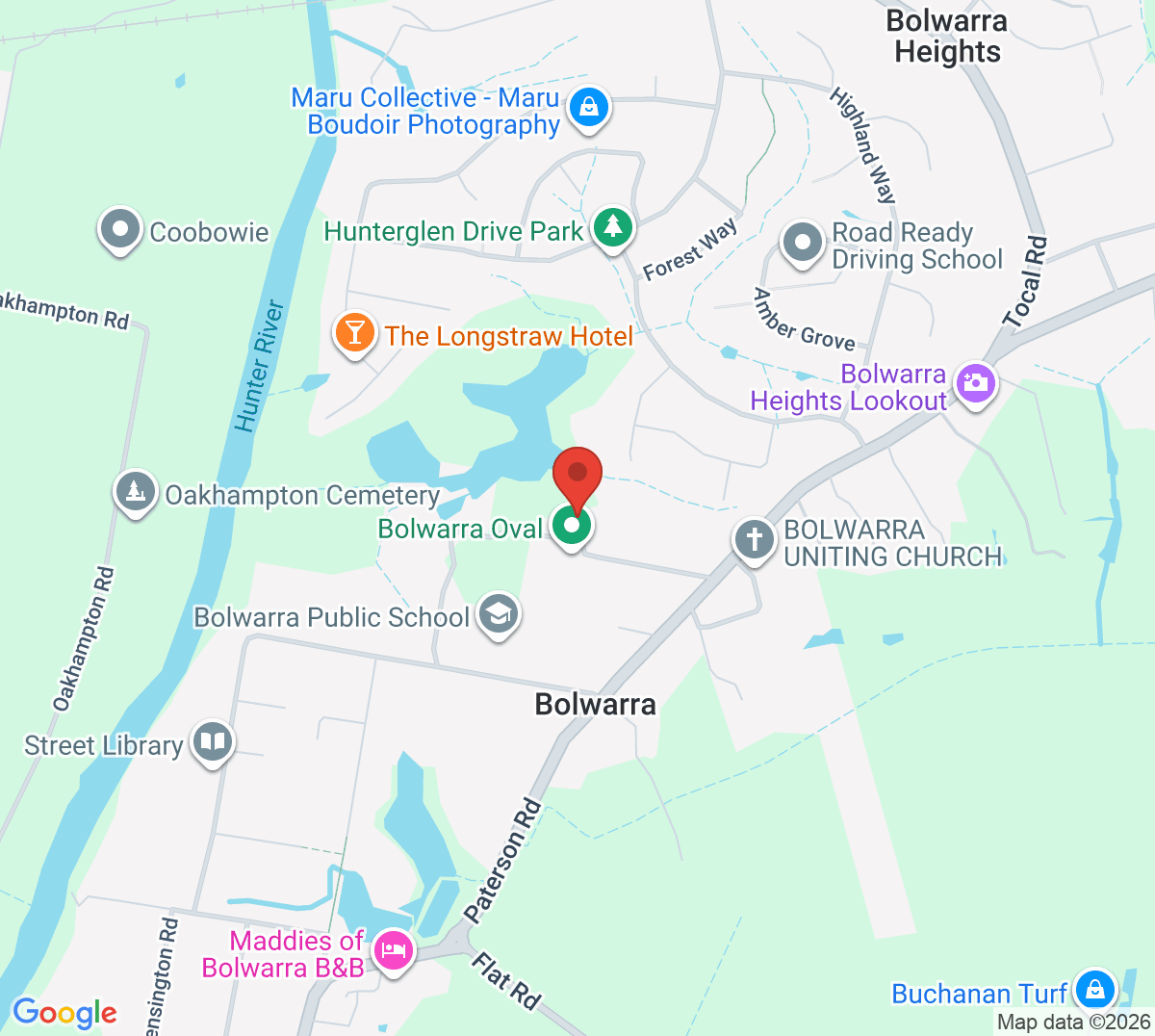 Map of Bolwarra Tennis Courts