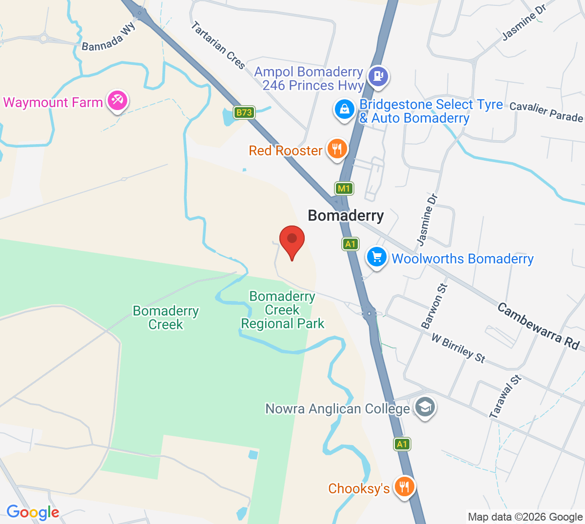 Map of Shoalhaven District Tennis Association - Bomaderry Tennis Courts