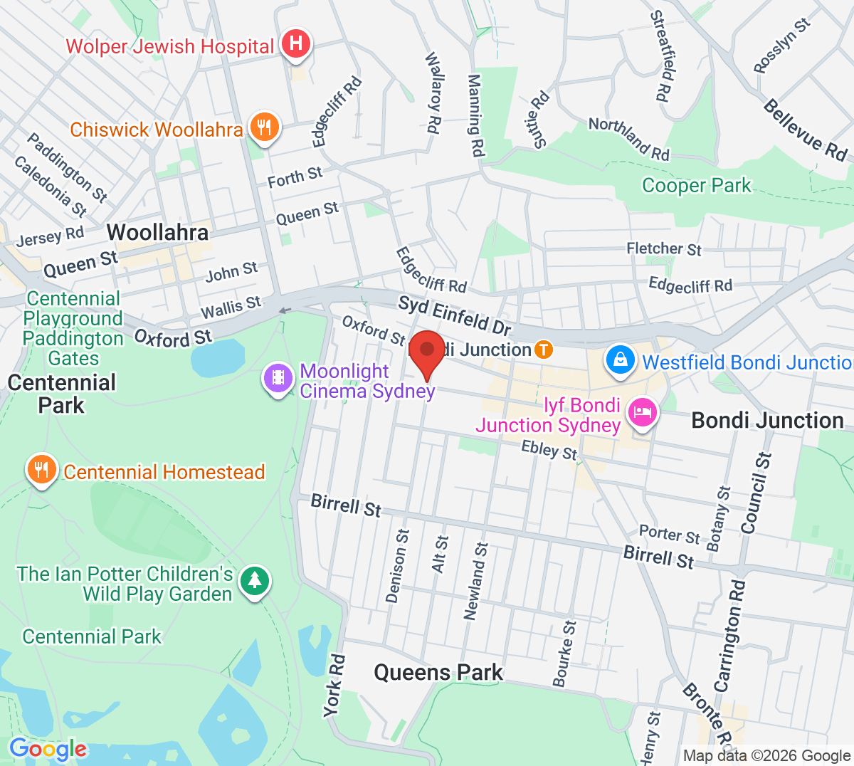 Map of Bondi Waverley Squash Club
