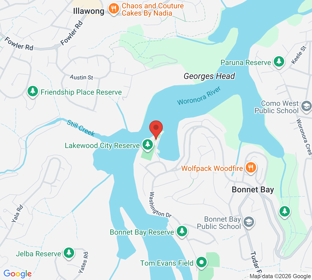 Map of Bonnet Bay Tennis Courts