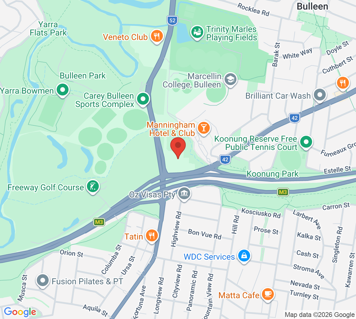 Map of Boroondara Tennis Centre