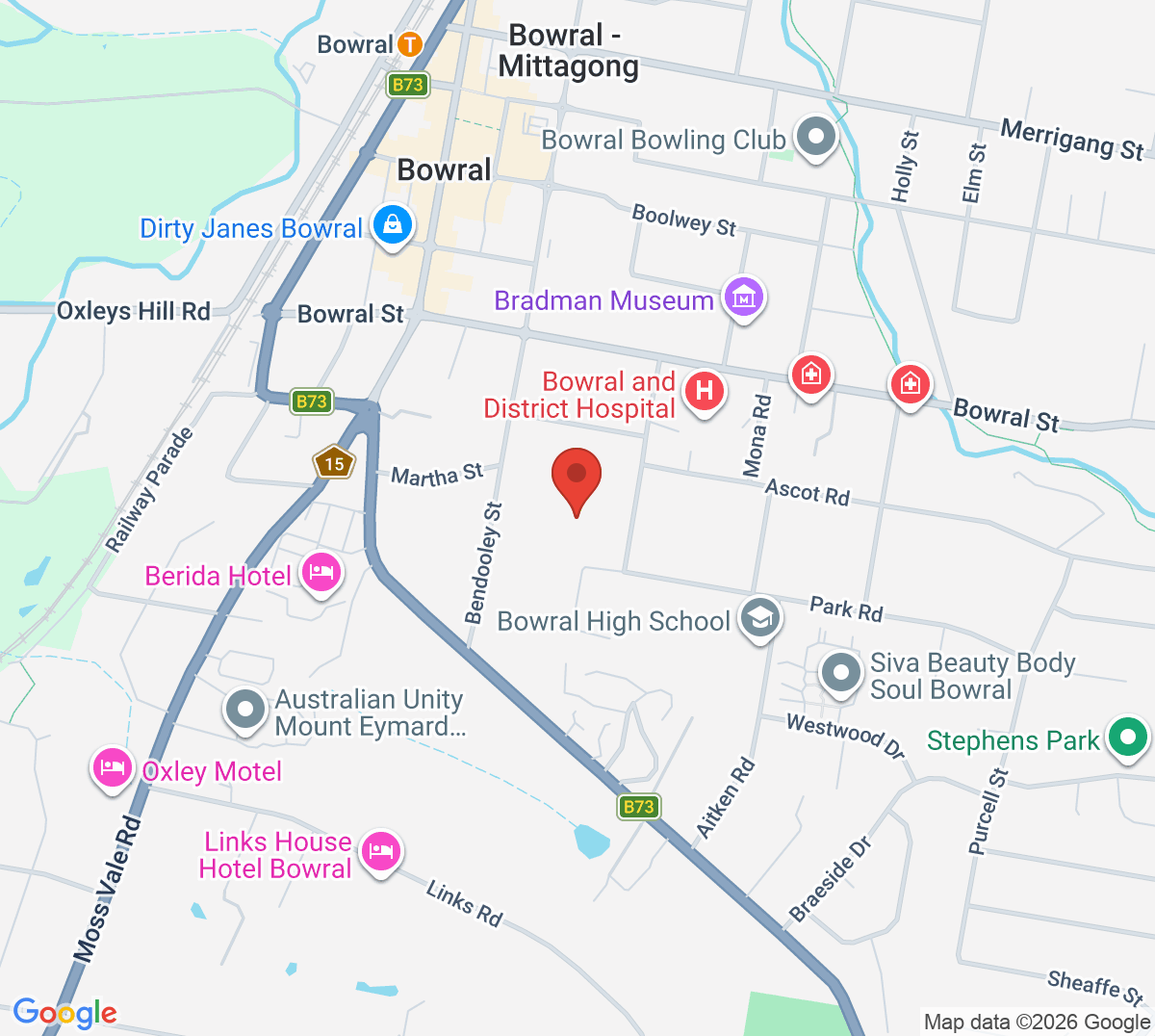 Map of Bowral Tennis Centre