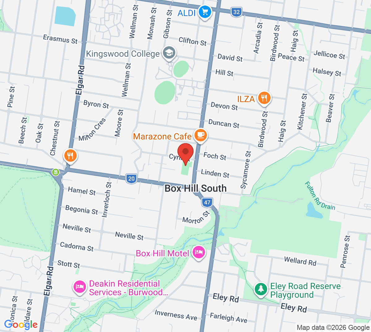 Map of Box Hill Tennis Club