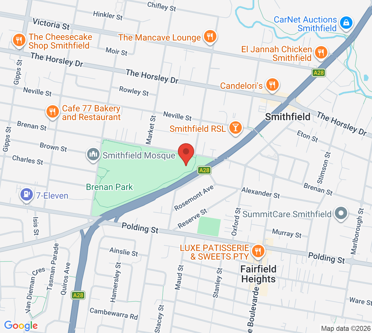 Map of Brenan Park Tennis Centre