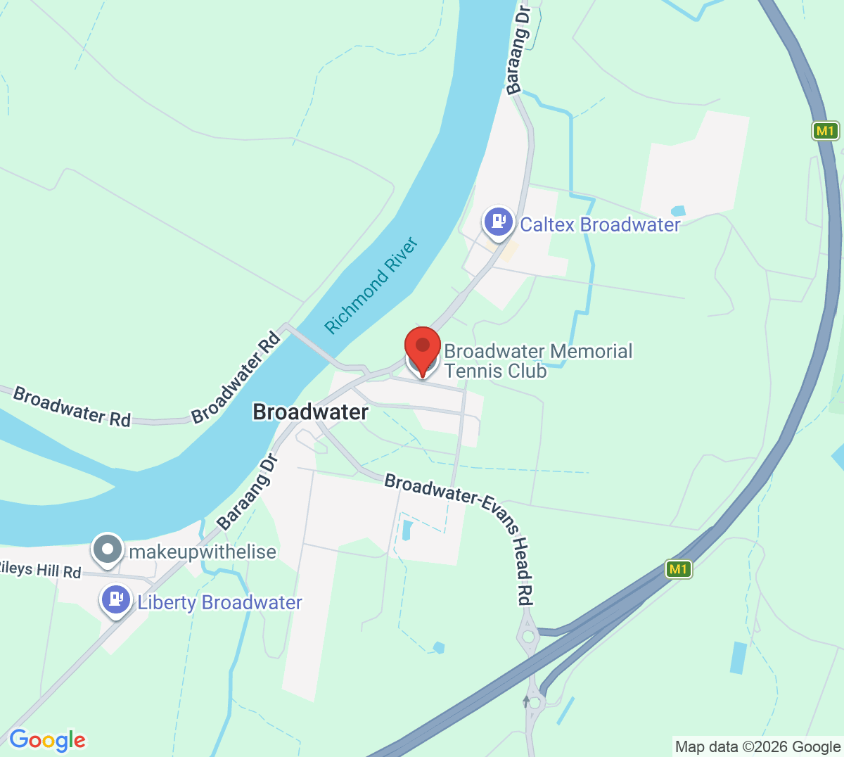 Map of Broadwater Tennis Courts