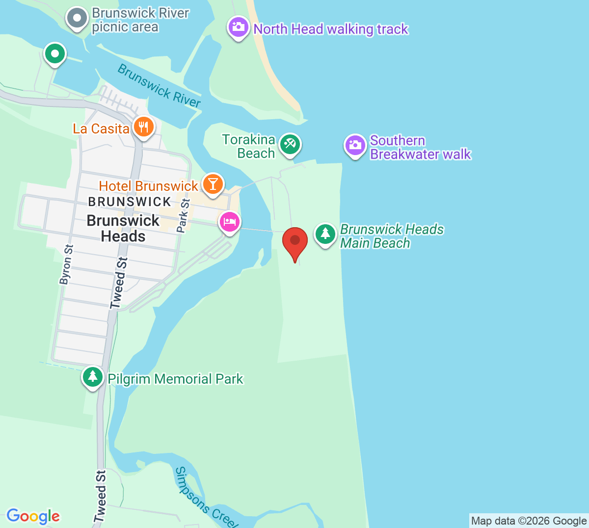 Map of Brunswick Heads Tennis Club