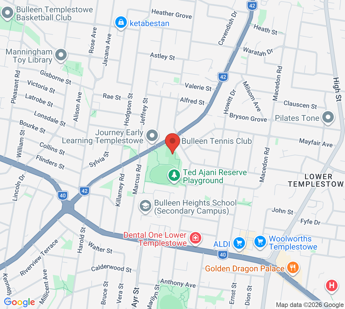Map of Bulleen Tennis Club