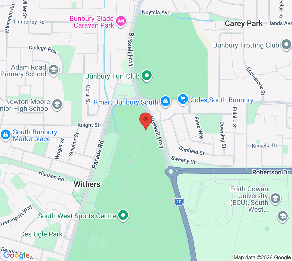 Map of Bunbury Tennis Club