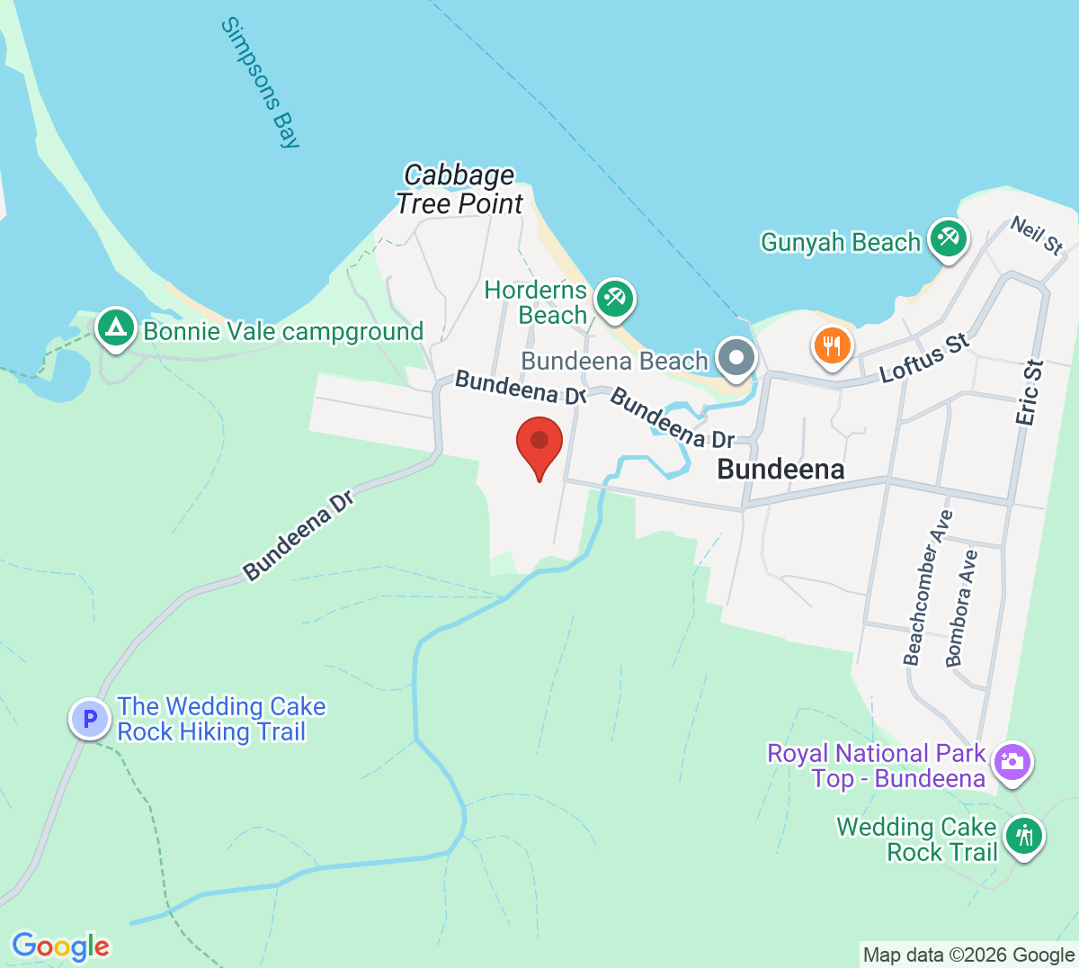 Map of Bundeena Tennis Courts